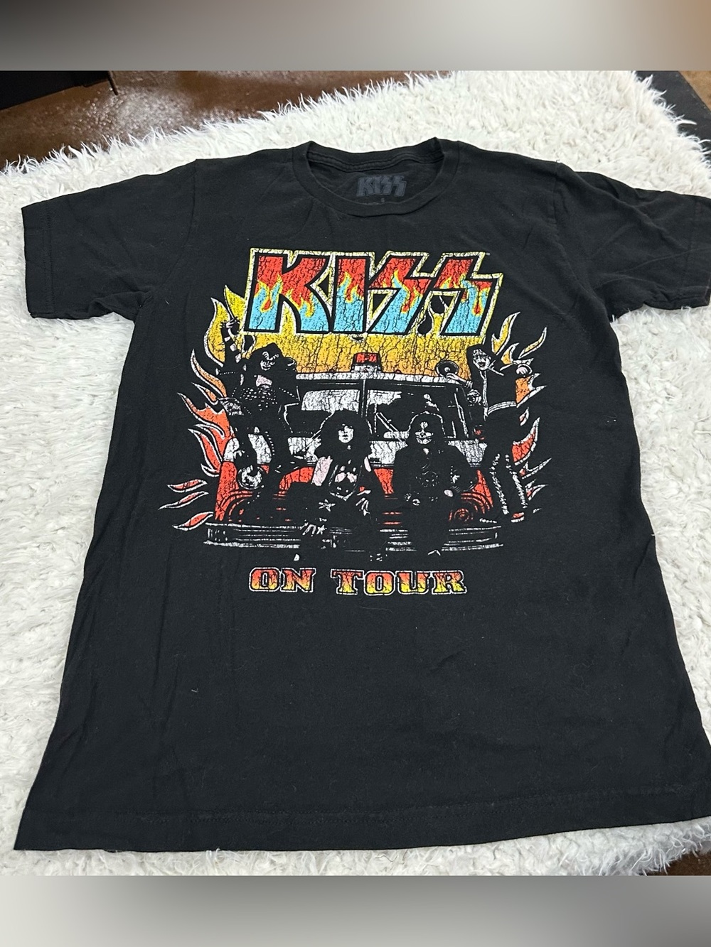 Kiss stretch Black Short Sleeve retro band Tee